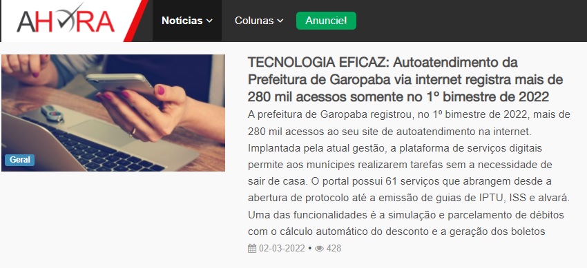 print material portal a hora sobre modernizacao em garopaba