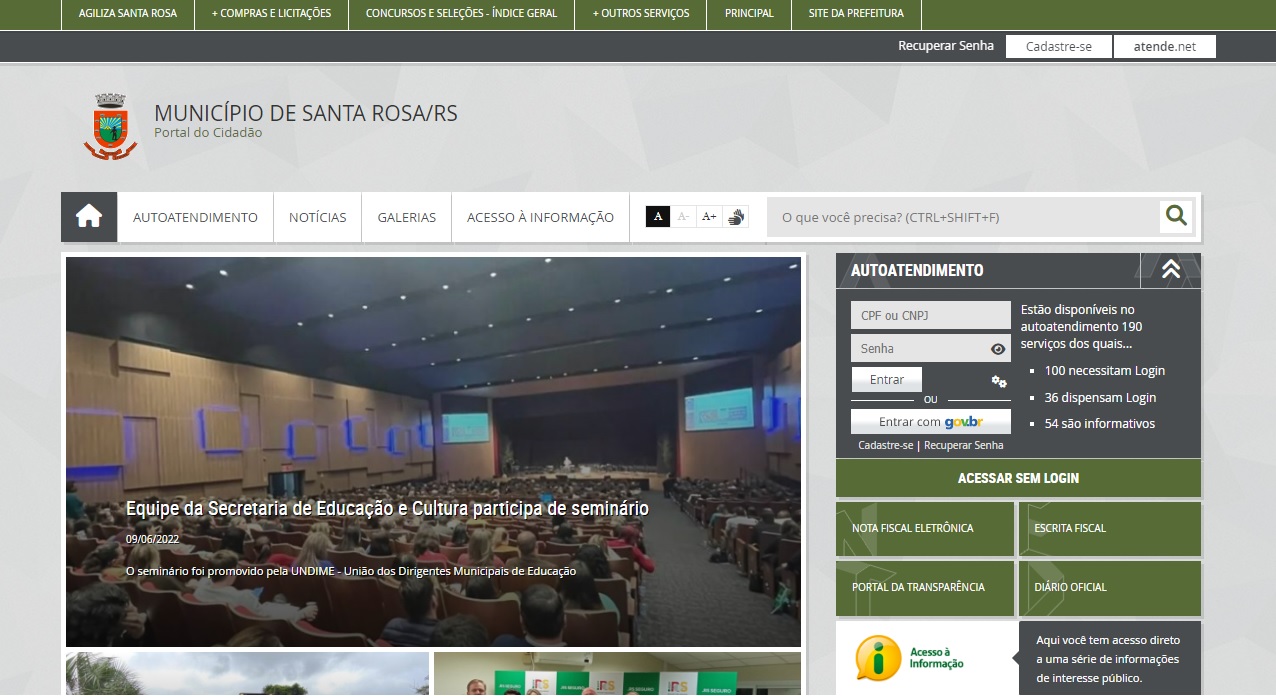 Santa Rosa processos digitais aumento 20% acessos aos Portais