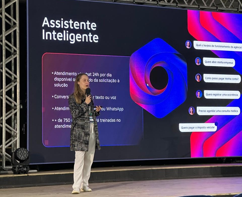 Ana Mees apresenta resultados da Inteligência Artificial da IPM, em Rio do Sul