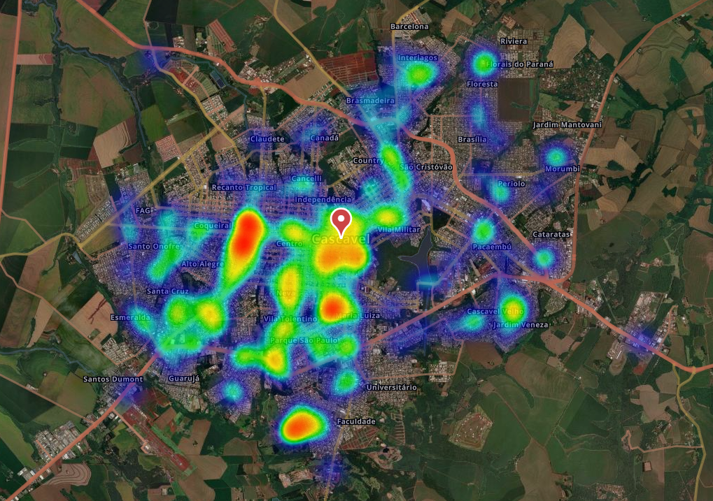 Mapa de calor da IPM Sistemas no Paraná mostra áreas com maiores incidências de pessoas em situação de rua